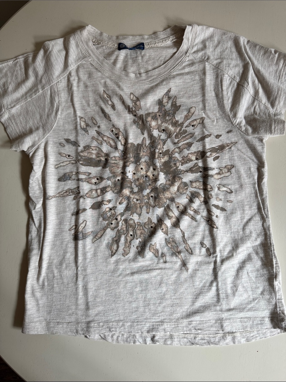 Democracy Graphic Short-Sleeve Tee with Brown Sparkly Burst Graphic